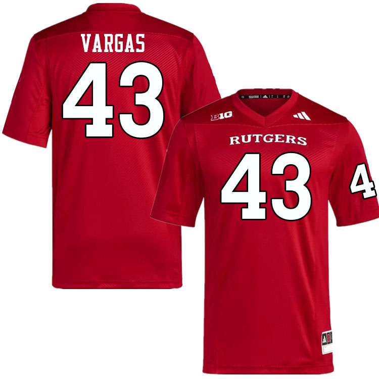Men #43 Andrew Vargas Rutgers Scarlet Knights 2024 College Football Jerseys Stitched-Scarlet